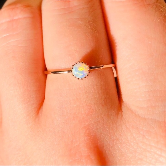 Jewelry - NEW Delicate Round Opal Rose Gold Ring